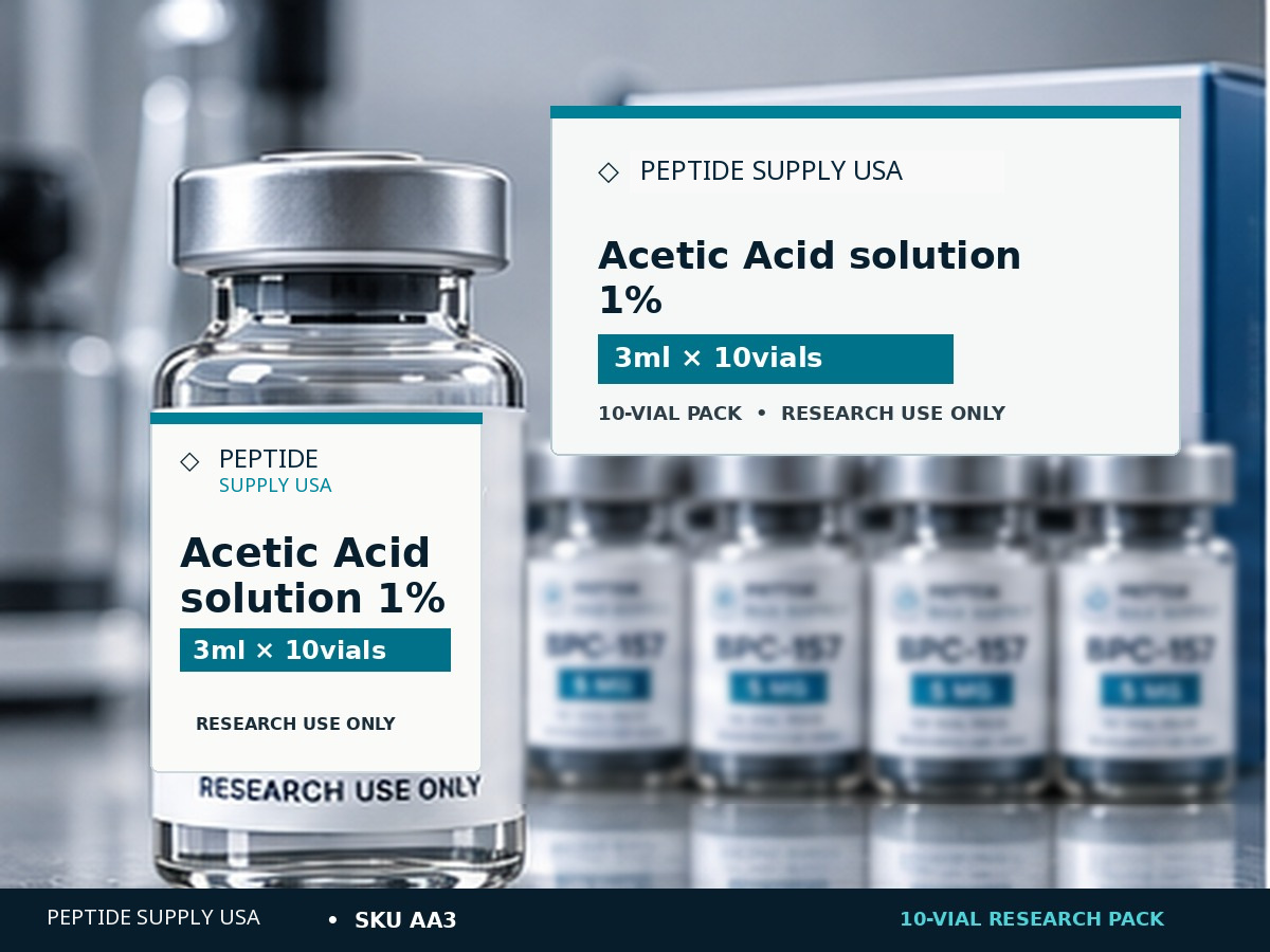 Peptide Supply USA Acetic Acid solution 1% 3ml × 10vials 10-vial research pack