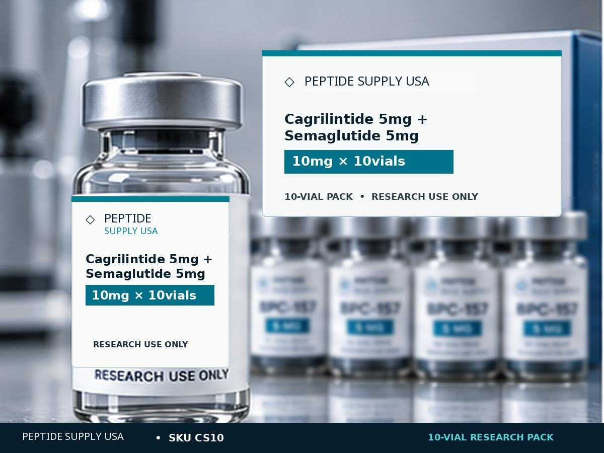 Peptide Supply USA Cagrilintide 5mg + Semaglutide 5mg 10mg × 10vials 10-vial research pack